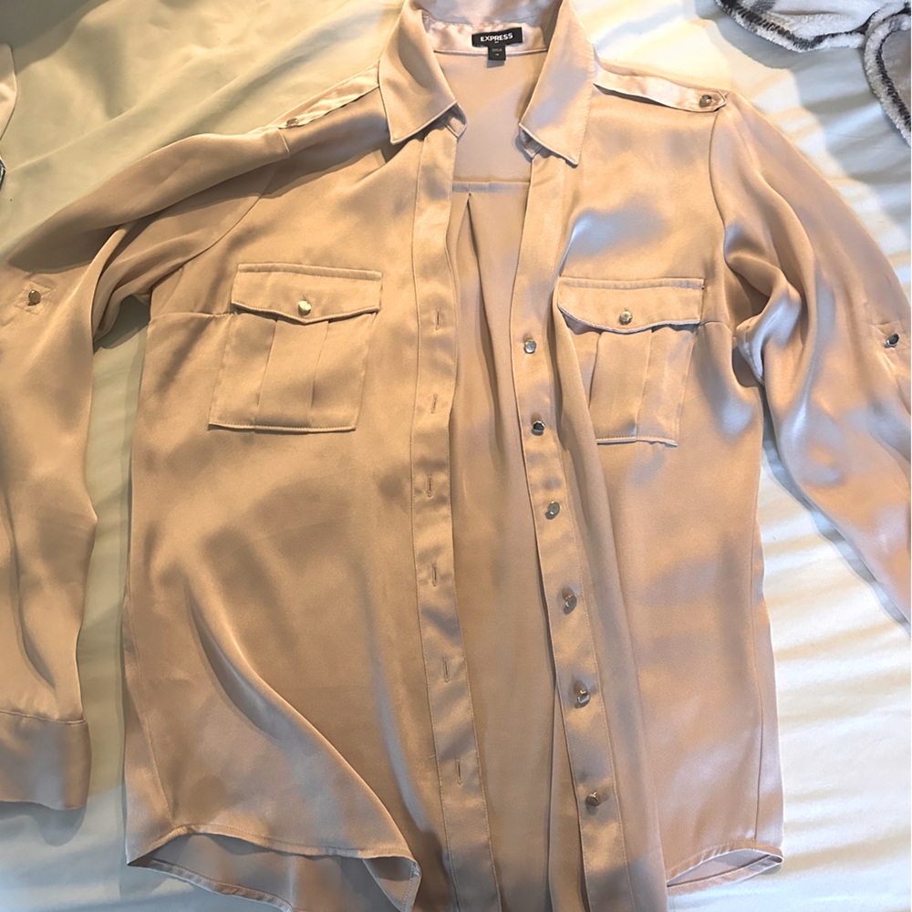 Express sateen button up blouse. - Picture 1 of 5
